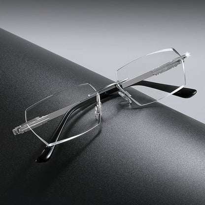 🔥Metal Frameless Highgrade Reading Glasses👍Blocks Blue Light, Radiation, and ultraviolet rays, Relieves Eye Fatigue👓️