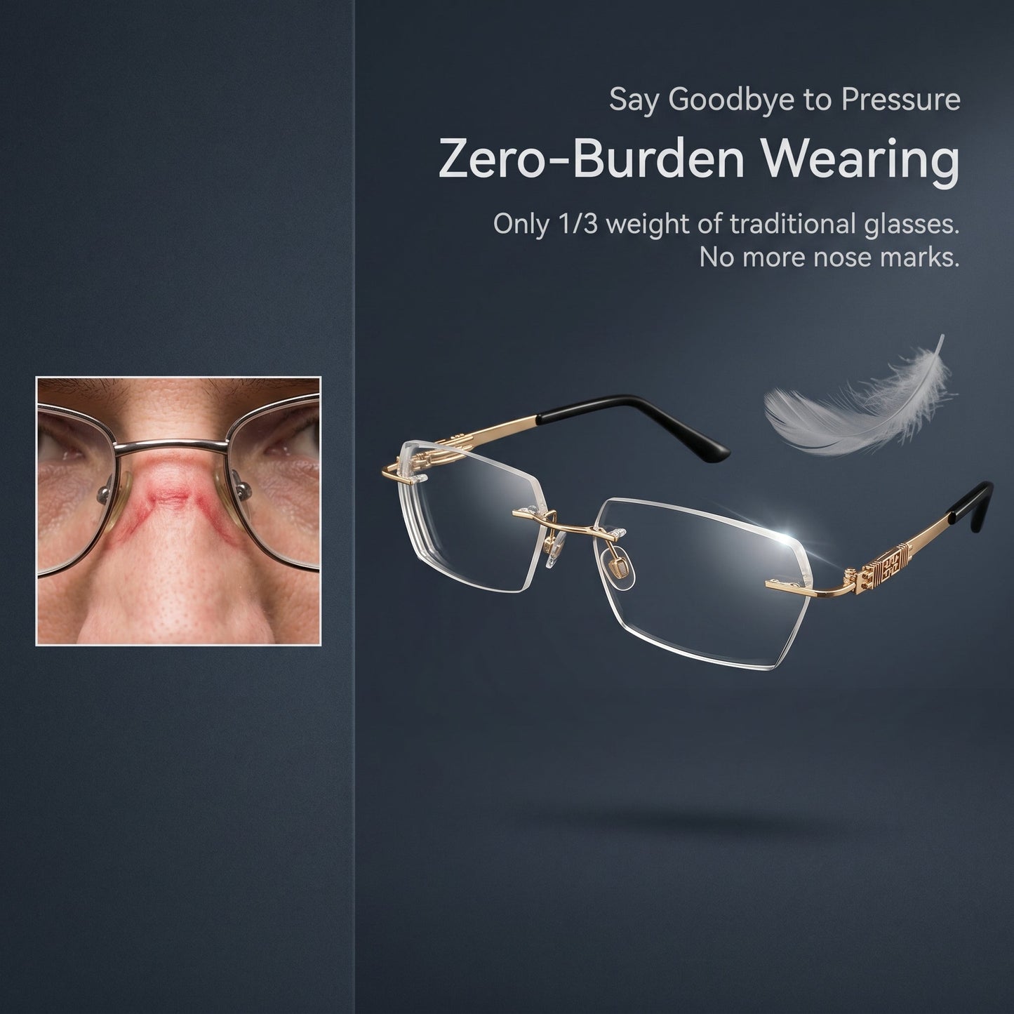 🔥Metal Frameless Highgrade Reading Glasses👍Blocks Blue Light, Radiation, and ultraviolet rays, Relieves Eye Fatigue👓️